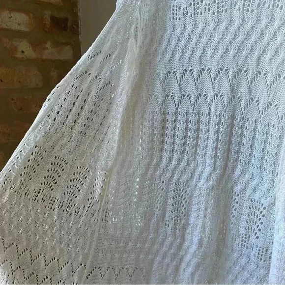 Lauren by Ralph Lauren White Crochet Linen & Cotton Cardigan, Size Large cottage - Picture 11 of 14